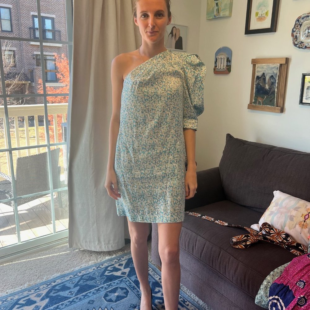 SABINA MUSAYEV Blue Floral Cocktail Dress